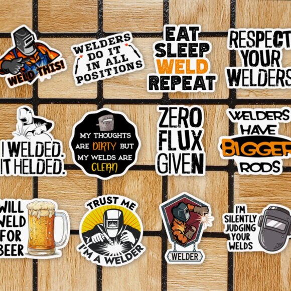 Funny Welding Sticker Pack of 12 Vinyl Stickers - Waterproof Die Cut Stickers - Picture 1 of 4